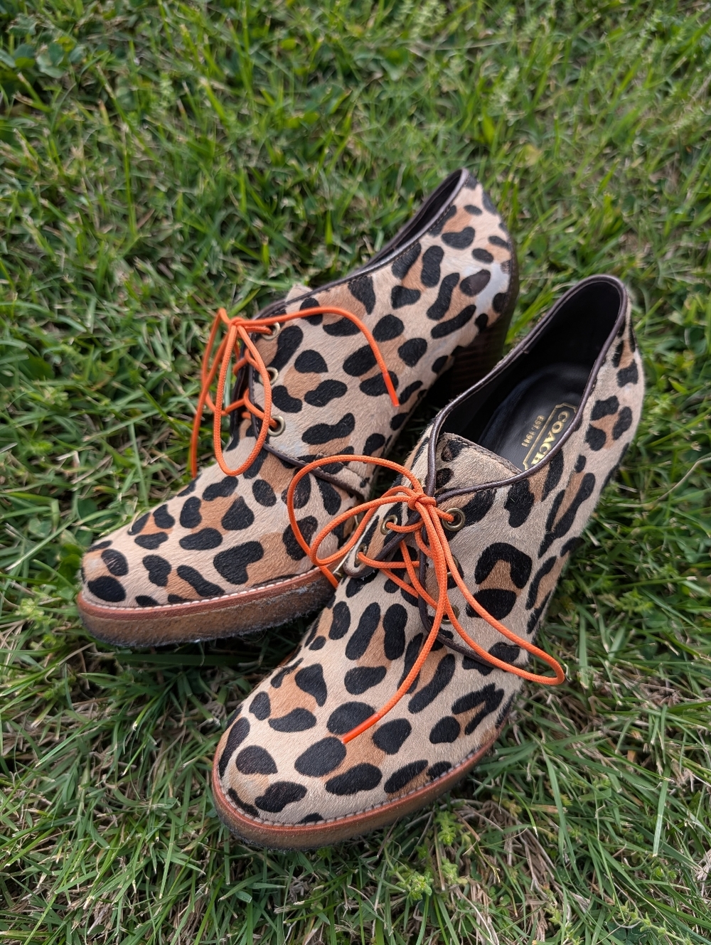 🐆 Vintage Y2K Coach Tullah Leopard Print Lace-Up Calf Hair Ankle Booties, 9B - Picture 12 of 13